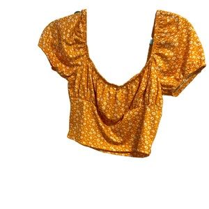 Crop top orange flower shirt